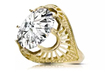 Žirkoniai 14k geltono aukso Žiedas Vintage vrc003y